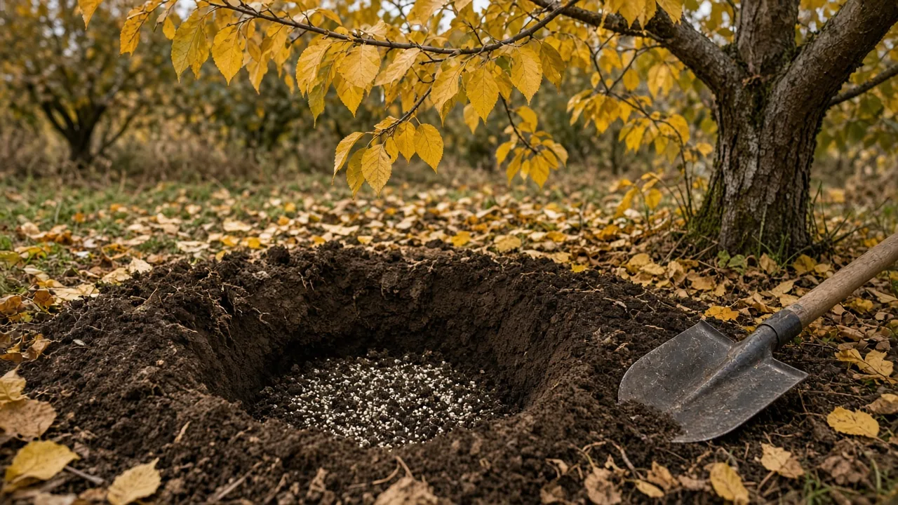 چالکود پاییزه پای درخت میوه