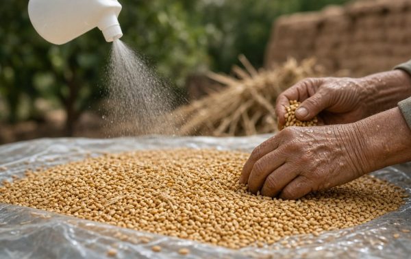 بذرمال گندم و جو با محلولپاشی روی نایلون